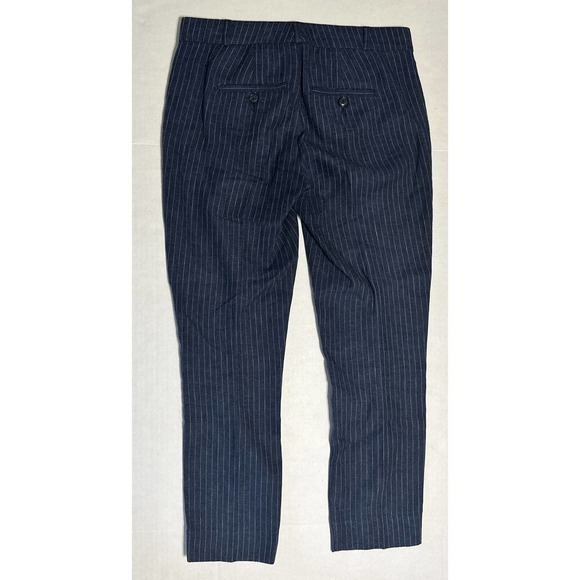 Banana Republic Factory White Navy Blue Ryan Pinstripe Straight Leg Pants Sz 00P - Picture 11 of 15